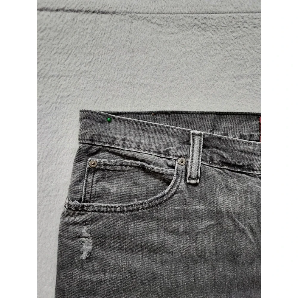 Urban Outfitters Men Jean Short 33 Gray Denim Distressed Bermuda Slim Fit Cozy